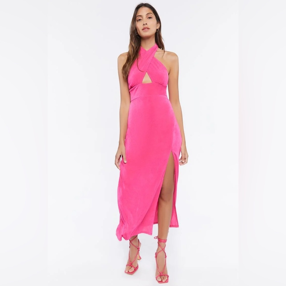Crisscross Midi Halter Dress